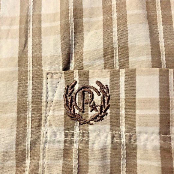 Panhandle Slim Shirt Mens XXL Used Botton Down Brown Plaid - Picture 6 of 12